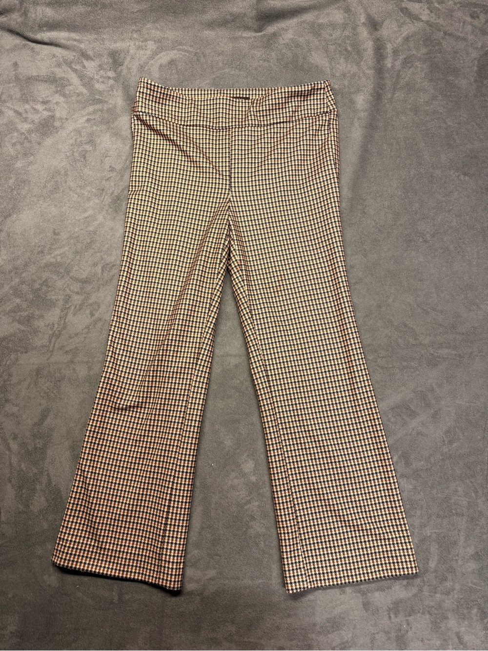 Jones New York Brown and Cream Checked Wide-Leg Capris